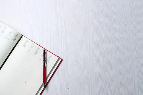Stationery lying on the table. The table in the office. Workplac Stock Photos