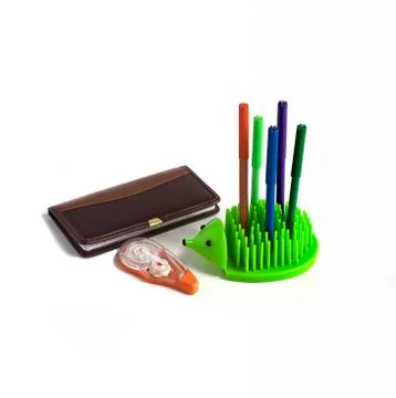 Stationery lying on a white background Stock Illustration