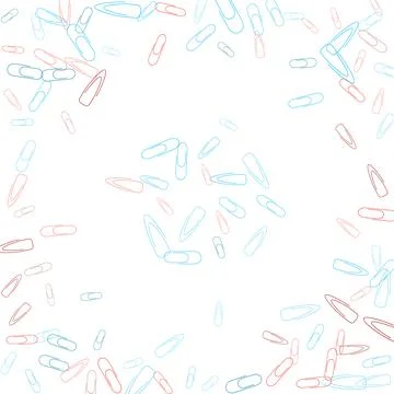 Stationery multi-colored bright paper clips are scattered over a white backgr イラスト素材