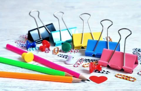 Stationery on an old white background Stock Photos