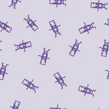 Stationery pen character line vector seamless pattern Stock Illustration