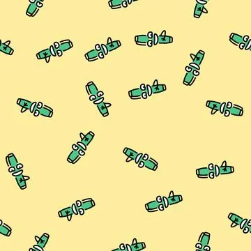 Stationery pen character vector seamless pattern Illustrazione stock