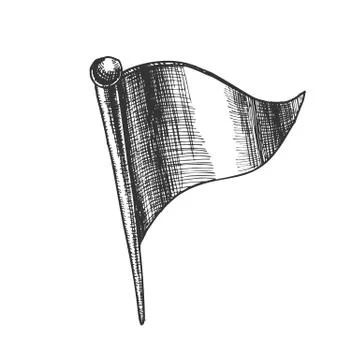 Stationery Pushpin In Triangle Flag Form Vector Stock Illustration