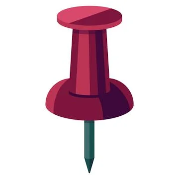 Stationery pushpin on white isolated backdrop. Stock Illustration