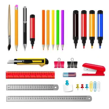 Stationery Realistic Set Illustrazione stock