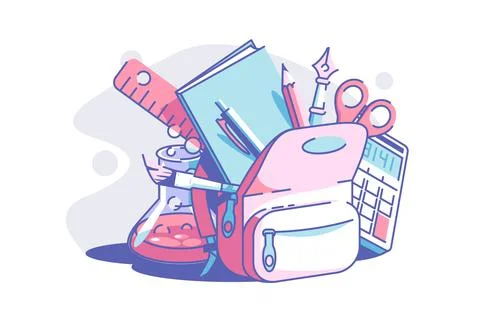 Stationery for school Stock Illustration