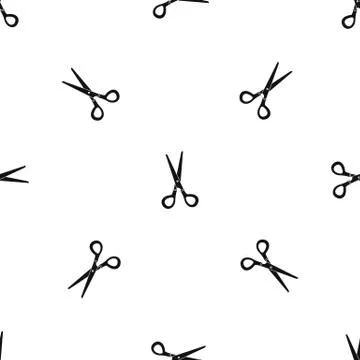 Stationery scissors pattern seamless black Stock Illustration