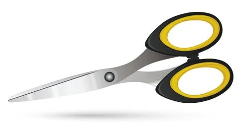 Stationery scissors with rubber handles. Vector illustration Stock Illustration