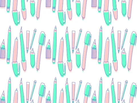 Stationery seamless pattern Illustrazione stock