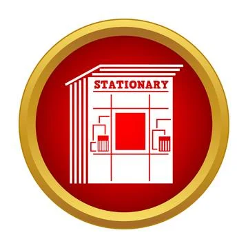 Stationery storefront icon in a red circle frame Stock Illustration