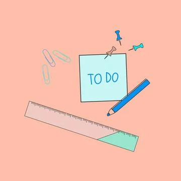 Stationery for study and work. Vector set. Stock Illustration