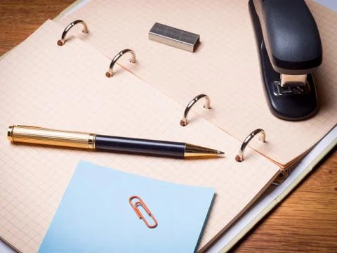 Stationery on the table Stock Photos