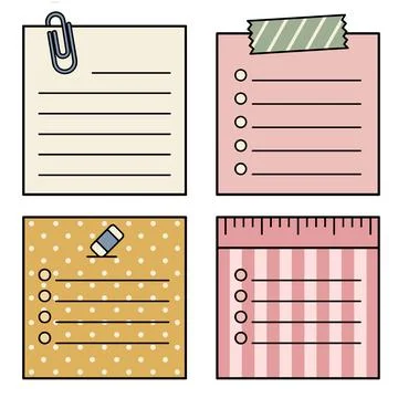 Stationery Tool Sticky Note Bundle Stock Illustration