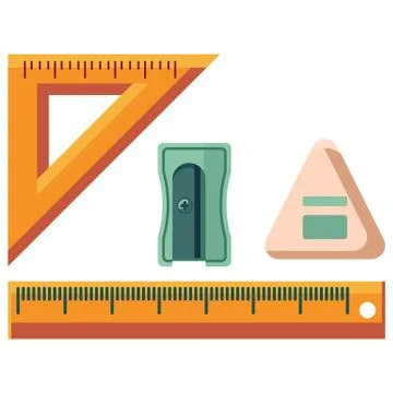 Stationery tools on white isolated backdrop Stock Illustration