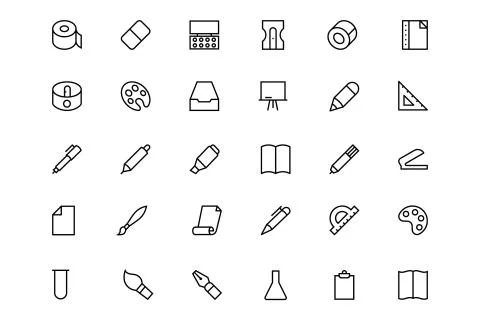 Stationery Vector Icons Stock Illustration