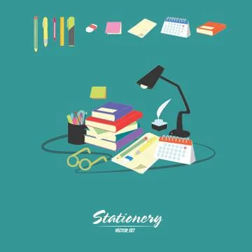 Stationery vector set Stock Illustration