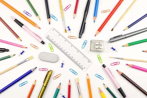 Stationery on a white background Stock Photos