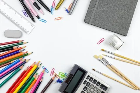 Stationery on a white background Stock Photos