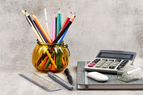 Stationery on a white background Stock Photos