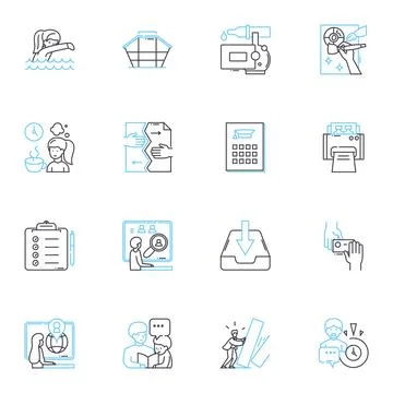 Statiry linear icons set. Statistics, Data, Insights, Analytics, Analysis Stock Illustration