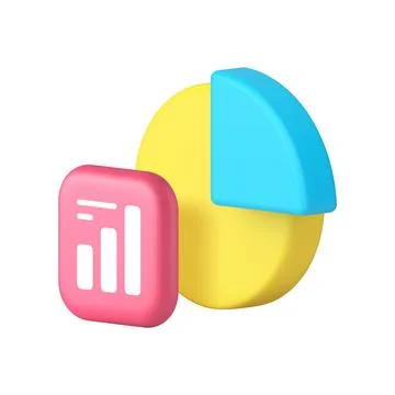 Statistic analyzing diagram data infographic research report 3d icon realisti Illustrazione stock