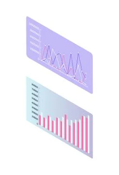 Statistic and Infographics on Screen, Numeric Data Stock Illustration