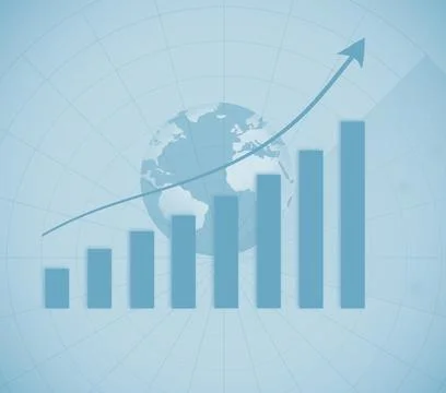 Statistic with arrow on blue background Stock Photos