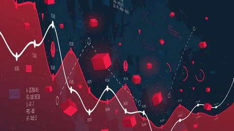 Statistic curve visualization, business analytics and world economy analysis, Stock Illustration