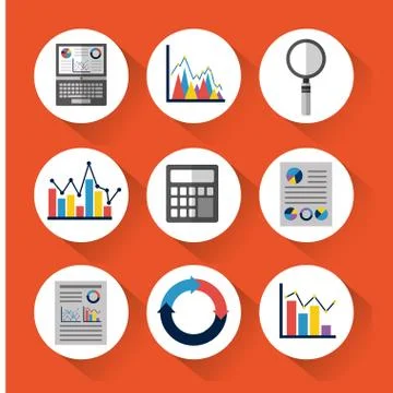 Statistic data tools finance diagram and graphic chart business Stock Illustration