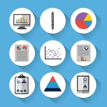 Statistic data tools finance diagram and graphic chart business 스톡 일러스트