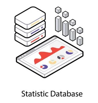 Statistic database in isometric icon design Stock Illustration