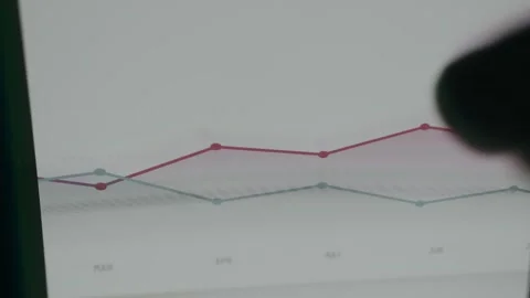 Statistic graph displaying two lines comparing data points over time Stock Footage 333860722