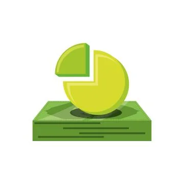 Statistic graph of pie with bills dollar Ilustración de archivo