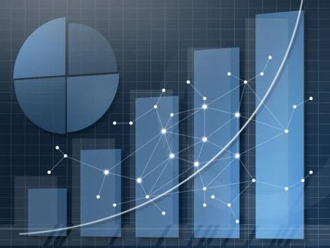 Statistic graphs under the networking shape Illustrazione stock