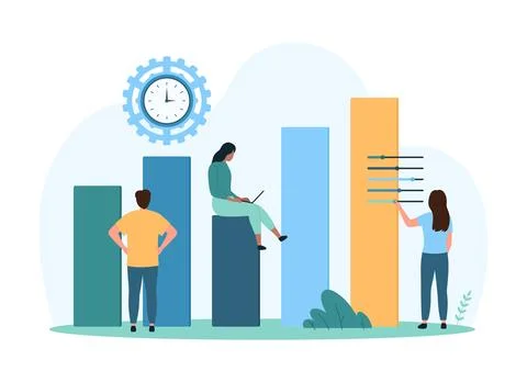 Statistic growth analysis, analytics of financial chart up for business of tiny Stock Illustration