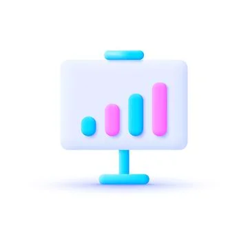 Statistic icon 3d in flat style on white background. Business vector icon Stock Illustration