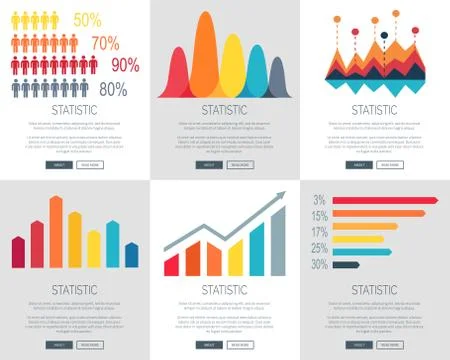 Statistic Illustration Set of Web Page Designs Illustrazione stock