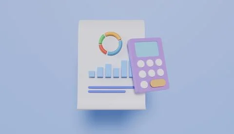 Statistic paper and calculator with a check mark, marketing strategy Stock Illustration