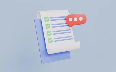 A statistic paper with check mark approved concept 3d illustration Stock Illustration