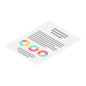 Statistic paper icon, isometric style Stock Illustration