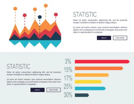Statistic Presentation Colored Web Page Design 스톡 일러스트