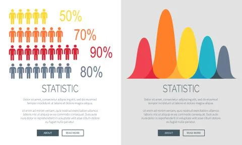Statistic Presentation Colorful Web Page Design Illustrazione stock