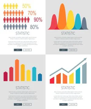 Statistic Presentation Set of Web Page Designs Illustrazione stock
