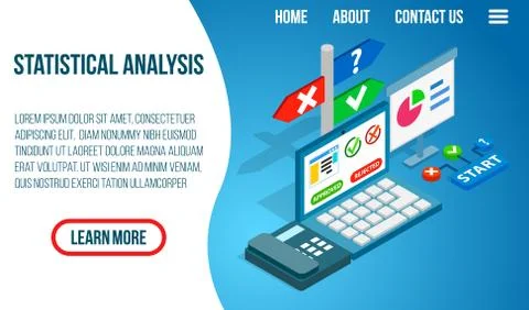 Statistical analysis concept banner, isometric style Illustrazione stock