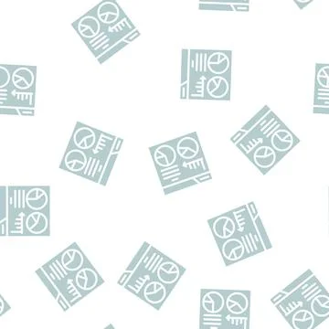 Statistical analysis digital report glyph vector seamless pattern Illustrazione stock