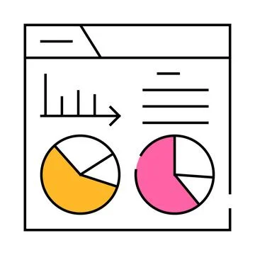 Statistical analysis digital report icon color illustration Stock Illustration