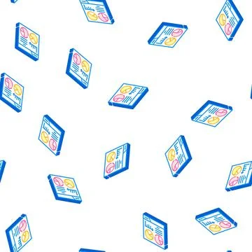 Statistical analysis digital report isometric icon seamless pattern Stock Illustration
