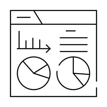 Statistical analysis digital report line icon vector illustration Illustrazione stock