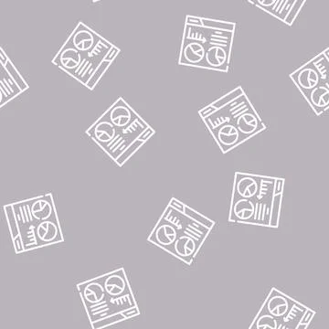 Statistical analysis digital report line vector seamless pattern Stock Illustration