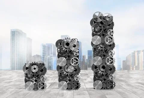 Statistical analysis with mechanical systems. 3d rendering Stock Illustration